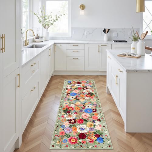 Floral Hallway Runner Rug 2x6 for Bedroom Kitchen
