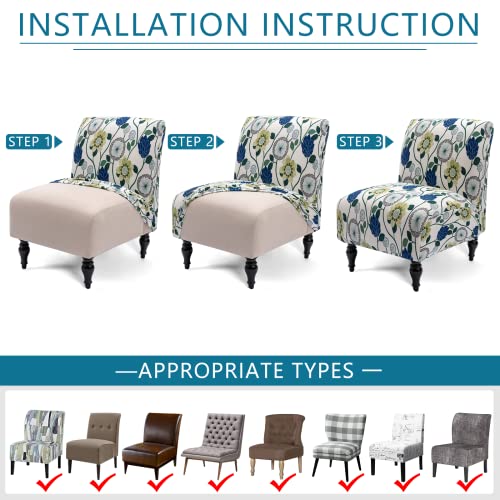 Liykimt Armless Accent Chair Cover Slipcover,Slipper Chair Cover Super Fit Stretch Spandex Removable Washable for Armless Chair Furniture Protector Covers for Living Dining Room Hotel