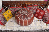 ARTOUARZAZATE Premium Moroccan Leather Ottoman Pouf Cover, Ottoman Footstool Hassock 100% Real Natural Leather pouffe, Home Gifts, Wedding Gifts, Foot Stool (Dark Brown)