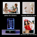 Movdyka Sister Gifts for Sisters Funny, 3D Layser Engraved Sisters with Base, Best Unique Birthday Christmas Wedding Graduation Sister Gifts Ideas from Sisters Brother for Soul Big Little Sister