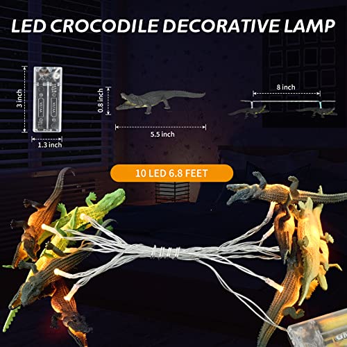 Crocodile String Lights 10LED 6.8FT Novelty Light Battery Operated with Kids Gift Indoor String Lights Home Bedroom Party Birthday Decoration Easter (Warm White)
