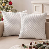 MIULEE Decorative Throw Pillow Covers 18x18 Pure White Textured Corduroy
