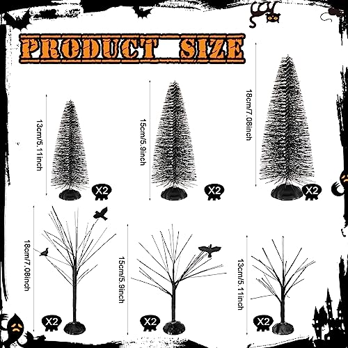 12 Pieces Christmas Village Trees Tabletop Mini Snow Model Frost Bottle Brush Trees Halloween Winter Tabletop Displays Miniature Village Christmas Decor Accessory Figurine(Classic Style)