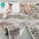 4ft Washable Kitchen Round Rug: Non-Slip Small Circle Rug for Bathroom,Living Room,Bedroom – Soft Modern Neutral Abstract Circular Carpet (Brown Beige,4x4)