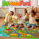 Car Road Rug for Kids Room Farm Play Mat Rugs for Kids Toy and Cars, Educational Area Kid Carpet for Bedroom Playroom Nursery, Non-Slip Activity Floor Playmat Road Traffic Track Carpet 31"x37"