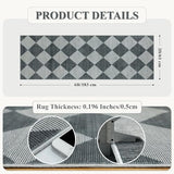 Checkered Print Hallway Rug 2x6, Ultra Thin Kitchen Rug Runner Non Slip Washable Carpet Runners for Hallway 6ft, Modern Diamond Stain Resistant Floor Carpet for Bathroom Bedroom Entryway