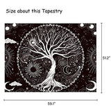 Wonrizon Tree of Life Tapestry,Black and White Galaxy Space Tapestries Aesthetic Psychedelic Wall Hanging decor for Living Room Bedroom (51.2" x 59.1")