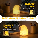 UNEEDE Cute Capybara Night Light, Novelty Animal Silicone Nursery Night Light Rechargeable Table Bedside Lamp with Touch Sensor for Bedroom Living Room Squishy Capybara Stuff Boys Girls Gifts