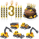 12 Pcs Construction Birthday Candles, Number 3 Candle Construction Cake Topper, Digger Cake Topper for Boys Girls Construction Birthday Party Supplies Decorations