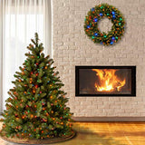 National Tree Company 4.5 ft Pre-Lit Downswept Douglas Fir Artificial Christmas Tree, 450 Multicolor Lights, 525 Feel Real Tips, Includes Stand, Green