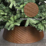 Blissun Christmas Tree Collar, 28.7" D Round Plastic Christmas Tree Ring, Christmas Tree Skirt for Artificial Christmas Trees Decoration (Brown)