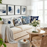 Decorative Throw Pillow Covers Set of 4 Blue Pillow Covers 18x18 inch Throw Pillow Cases Linen Square Pillow Case,Farmhouse Outdoor Modern Boho Pillow Covers for Couch Sofa Living Room