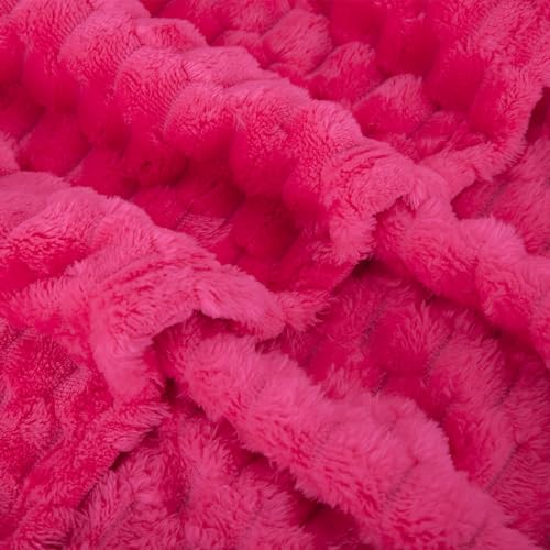 Hot Pink Throw Blanket 50"×70" inches Gifts for Mom Fuzzy 3D Jacquard Decorative Flannel Fleece Super Soft Plush Cozy Blanket for Couch Sofa Chair Lightweight