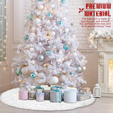 Hommtina Christmas Tree Skirt 48 Inches White Tree Skirt,Christmas Tree Decorations Faux Fur Tree Skirt for Xmas Holiday Home Party Decorations Ornaments(White)