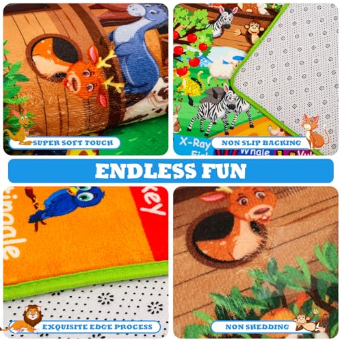 ABC Kids Rug for Playroom 78.7×59 in Noah's Ark Animals Rug Play Mat Alphabet Playmat Shape Color Classroom Carpet Kids Playroom Early Learning Carpet for Preschool Tummy Time