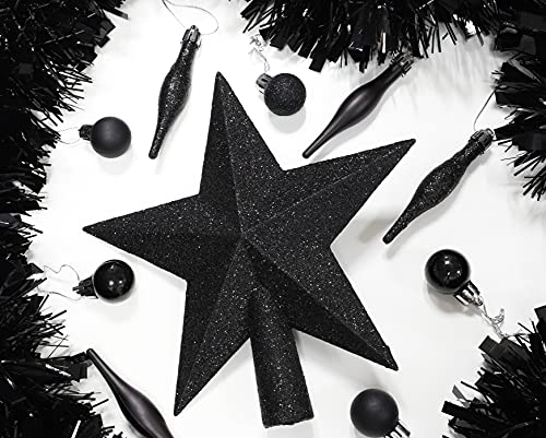 Christmas Concepts® 20cm Glitter Tree Top Star Decoration – Christmas Tree Topper/Ornament (Black)