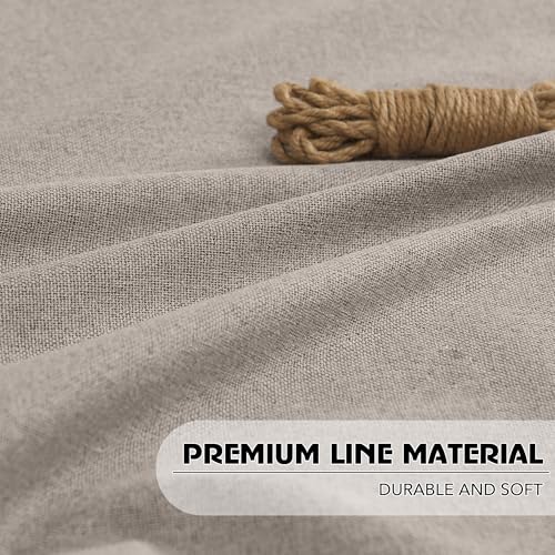 RYB HOME Linen Door Curtain 100% Blackout French Door Curtain for Glass Window, Fully Light Blocking Privacy Window Drapes Lightweight Tie up Shade, W 26 x L 69, Sand, 1 Panel