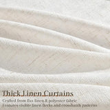 Joywell Linen Pinch Pleated Curtains 84 Inches Long 2 Panels | Thick Living Room Bedroom Drapes, Light Filtering Semi Sheer, Natural Cream Ivory Beige Birch, Boho Back Tab, with Clip Rings