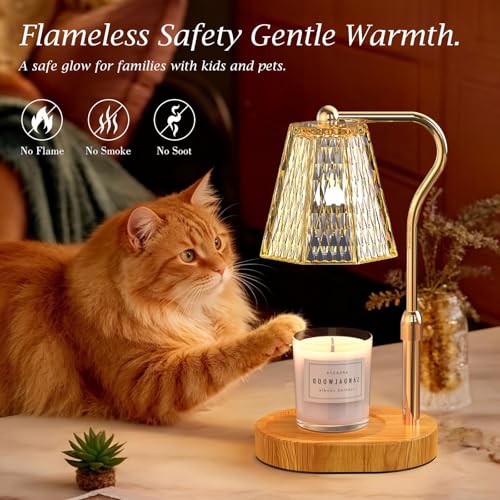 Candle Warmer Lamp with Timer Dimmable Gifts for Women, Adjustable Height Wax Warmer Lamp for Scented Candles, House Warming Gifts for New Home Modern Farmhouse Decor