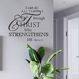 Bible Verses Wall Decor, Christian Wall Quotes – I Can Do All Things Through Christ– Religious Sticker Pastor Gift for Bedroom Prayer Room Church Sanctuary Office Nursery