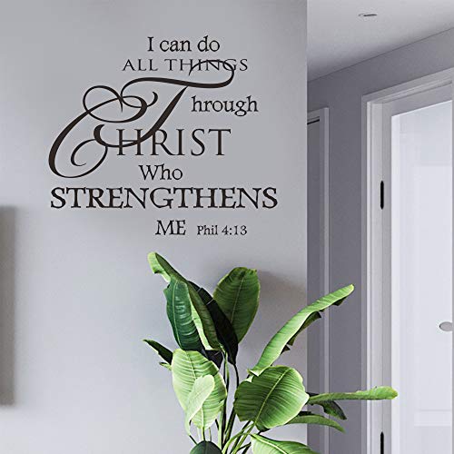 Bible Verses Wall Decor, Christian Wall Quotes – I Can Do All Things Through Christ– Religious Sticker Pastor Gift for Bedroom Prayer Room Church Sanctuary Office Nursery
