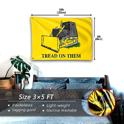 Tread On Them Flag Killdozer Flag 3x5 Ft Funny Man Cave Wall Banner for Room Teen Girls Indoor Outdoor Party Bedroom and College Dorm Wall Decor Tapestry Gifts
