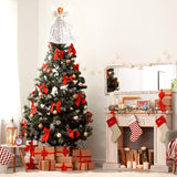 Christmas Angel Tree Topper Lighted - Angel Tree Top with Light and Remote Control Function Christmas Tree Decoration with Feather Wings for Indoor Home Party Holiday Xmas Tree Decoration, Silver