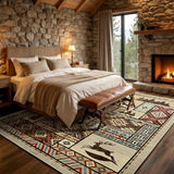 Rustic Cabin Area Rug 6x9,Western Rugs for Living Room Bedroom,Beige