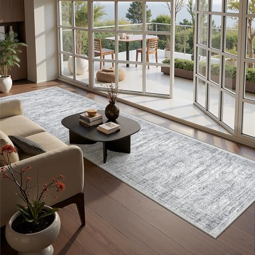 2x10 Runner Rug Non Slip,Washable Hallway Runner Rug,Grey