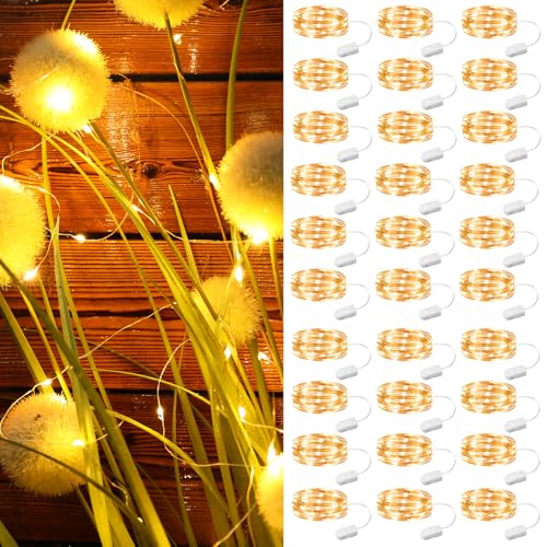 ZSJWL 30 Pack Fairy Lights Battery Operated Warm White,7Ft 20LED Mini String Light, Waterproof Twinkle Light Silver Copper Wire Lights for Wedding Party Bedroom Christmas Table Decoration