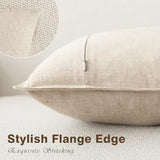 Foindtower Pack of 2, Decorative Linen Soild Throw Pillow Covers Soft Accent Cushion Case Boho Farmhouse Neutral Pillowcase for Couch Sofa Bedroom Living Room Home Decor 20 x 20 Inch Natural Beige