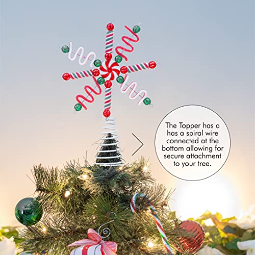 Ornativity Candy Snowflake Tree Topper - Peppermint Candy Cane Sour Belt Jelly Licorice Star Snowflakes Christmas Tree Top Decorations Xmas Holiday Toppers Decor 10"