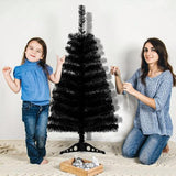 3ft Black Artificial Christmas Tree,Tabletop Christmas Pine Tree with PVC Stand Base for Christmas Halloween Home Office Holiday Decoration