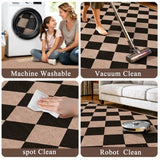 Easy Jute 2x5 Runner Rug: Non Slip Checkered Machine Washable Entryway Mats