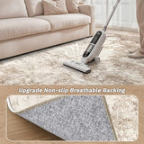 Area Rug Living Room - 5X7 Abstract Washable Large Soft Foldable Non Slip Rug Neutral Modern Low Pile Carpet for Bedroom Nursery Dining Room Kitchen Home Office Indoor - Brown