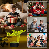 OkiyiD Airplane Gifts for Boy, Men, Aircraft Night Light, Gulfstream 3D Illusion Lamp with Remote and Touch Control, Plane Decor for Men Boy Kids Room, Birthday Gifts