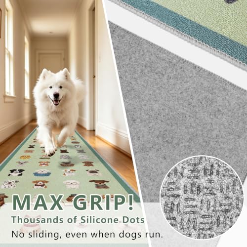 Waterproof 2x6 Runner Rug Non Slip Floor Runners for Dogs, Pups Green