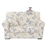 Stretch Printed Sofa Cover Couch Covers, 4-Piece Loveseat Slipcovers with 2 Separate Cushion Cover & 1 Pillow Case, Washable Spandex Furniture Protector for Living Room(Loveseat, Butterfly)