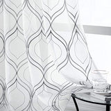 VISIONTEX White Sheer Curtains 84 Inches Long 2 Panels, Light Filtering Grey Moroccan Trellis Embroidered Semi Sheer Voile Drapes, Rod Pocket Textured Window Curtain for Bedroom Living Room 54W x 84L