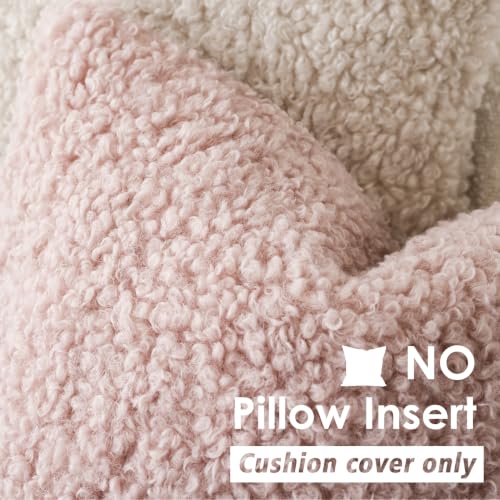 Foindtower Decorative Fuzzy Faux Fur Throw Pillow Covers 22x22 Dusty Rose