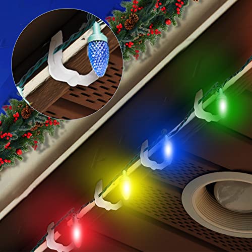 Plastic Christmas Light Hanger Clips, Fascia Board Clips, Deck Banister Light Clips, Holiday Light Clips Hangers Outside Indoor for Fascia Board in Thickness from 1''-1 5/8" (50PCS)