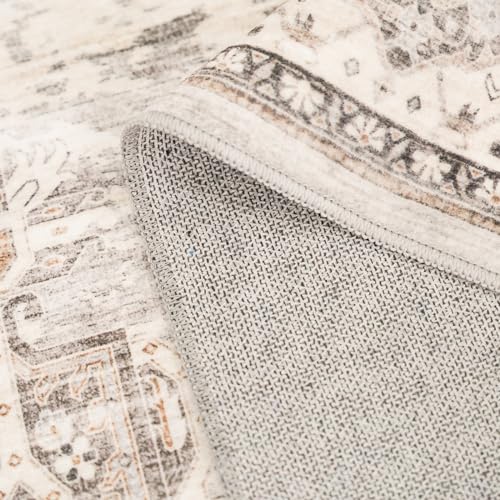 Washable Area Rugs 3x5 Entryway: Soft Low Pile Mat Machine Washable Indoor Doormat Lightweight Entry Rug Anti Slip Backing Rugs for Living Room Bedroom Kitchen Bathroom 3'x5' Beige