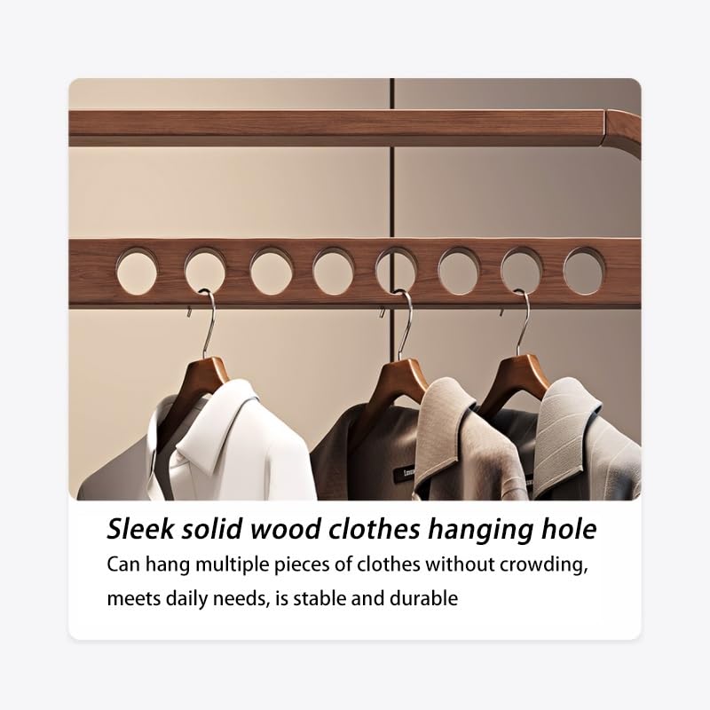 Full Length Mirror, Solid Wood Hanger Floor Hanger Home Bedroom Cabinet Hanger Hanger Integrated Entrance Living Room Clothes Hanger with Mirror, Bedroom Furniture (Color : 80)