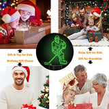 FULLOSUN 3D Night Lights Ice Hockey Athlete 3D Illusion Bedside Lamp 16 Colors Changing with Remote Control Best Birthday Gifts for Men Women