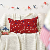 AVOIN colorlife 4th of July Patriotic Throw Pillow Cover, 12 x 20 Inch Independence Memorial Day America Stars Cushion Case for Sofa Couch