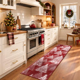 Christmas Runner Rug 2x8 for Hallway, Washable Soft Kitchen Rug Red