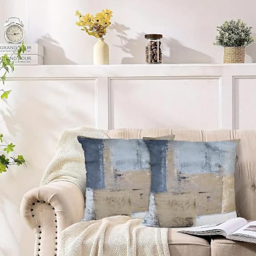 Throw Pillow Covers for Couch, 18x18 Inch, 2 Pack, Brown Grey