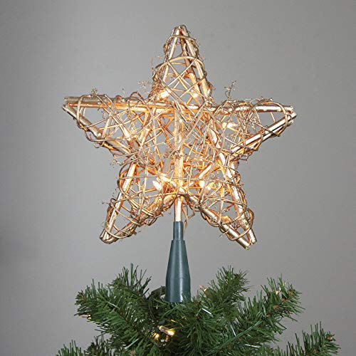 Kurt Adler 20-Light Gold Rattan Star Treetop