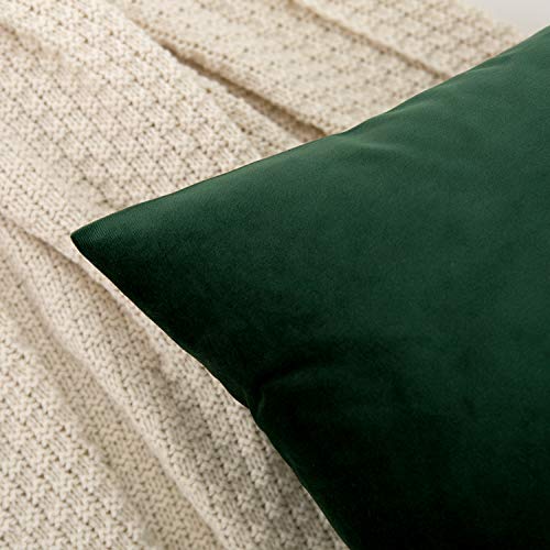 RainRoad Dark Green Decorative Throw Pillow Covers Cushion Cover Pillow Case for Sofa Couch Bed Chair,Soft Square Dark Green Throw Pillows 18x18 Inch,Set of 2