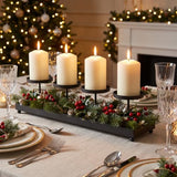Black Iron 4-Pillar Candelabra – Elegant Tabletop Candle Holder Centerpiece for Weddings, Dining, Parties & Home Decor